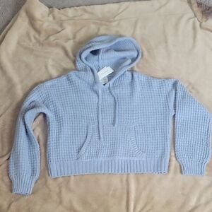 Light Blue Knit Hoodie By Ponk Rose